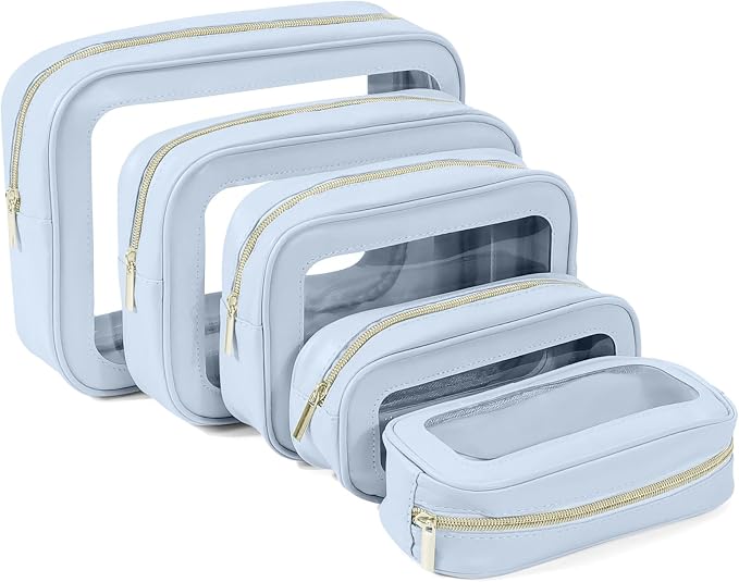 YOPCDJ 5PCS Diaper Bag Organizer Pouch Set, TSA Approved Toiletry Bag，Clear Waterproof TPU Makeup Bag Set Travel Organizer Bags for Women and Kids by YOPCDJ