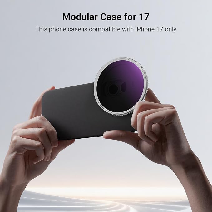 NEEWER Phone Case for 17 Only, Modular Protective TPU/PC Phone Cover with 67mm Filter Ring, 17mm Lens Backplate, T Mount Lens Adapter Compatible with Moment MagSafe iPhone 17, PA159 (Black + Silver) - Image 2