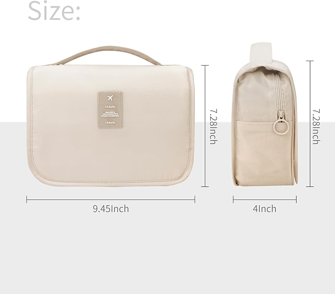 Lcsmaokin Large Capacity Toiletry Bag Travel Bag with Hanging Hook for Men and Women Waterproof Travel Cosmetic Bag Bathroom Storage Bag for Brushes Set, Full-Sized Shampoo,Accessories(White Cactus) - Image 4