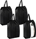 4-Pack Travel Shoe Bags for Packing in Suitcase – Hanging Buckle Shoe Storage Pouches with Zipper and Handle, Portable Bags for Gym, Sports, Cleat and Ballet (Black) by FTNA