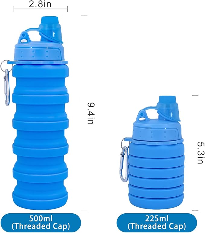 Collapsible Water Bottles Travel water bottle Sports Portable Sport Water Bottle Reusable Water Bottles comes with mountaineering Buckle 500ml silicone Water-proof camping water bottle - Image 2