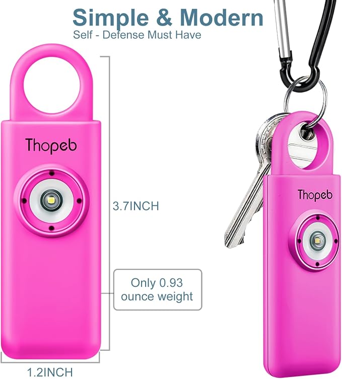 Personal Safety Alarm for Women – Superior Loud Siren & SOS Strobe | Premium Compact & Well-crafted Self Defense Keychain Alarm, College Dorm Essential, Variety of Colors (Rose red) - Image 2