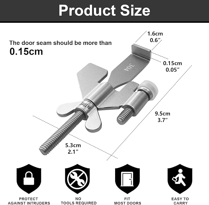 AceMining Portable Door Lock, Hotel Travel Door Lock Security for Home | Hotel Safety Device for Door Security, Portable Lock for Hotel Room, Apartment, College Dorm and Travel - Image 2