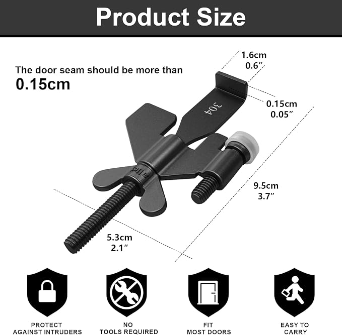 Portable Door Lock, Hotel Travel Door Lock Security for Home, Black | Hotel Safety Device for Door Security, Portable Lock for Hotel Room, Apartment, College Dorm and Travel - Image 2
