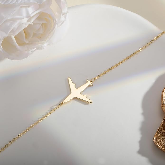 Kyerlyn Necklace for Women, Dainty Airplane/Swallow/Lightning Necklace Sideways Necklace Pendant Trendy Adjustable Chain Simple Choker Everyday Gifts - Image 5