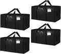 4 Pack-Extra Large Heavy Duty Moving Bags - Waterproof Storage Totes with Handles & Zippers, Foldable for College Dorm, Storage (Black) by Unknown