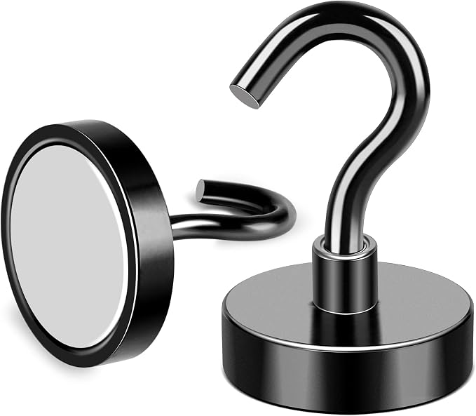 Magnetic Hooks 50LB+ Heavy Duty Magnet Hook for Cruise Cabins | Super Neodymium Hanging Hooks Black Strong Magnets with Hook for Fridge Magnetic Hanger for Grill Toolbox Pack of 4 - Image 6