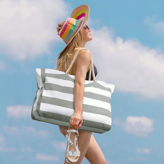 Becokan Beach Bags for Women Large Waterproof Beach Tote Bag Zipper Beach Bags Waterproof Sandproof Swim Pool Bag Large Tote - Image 2