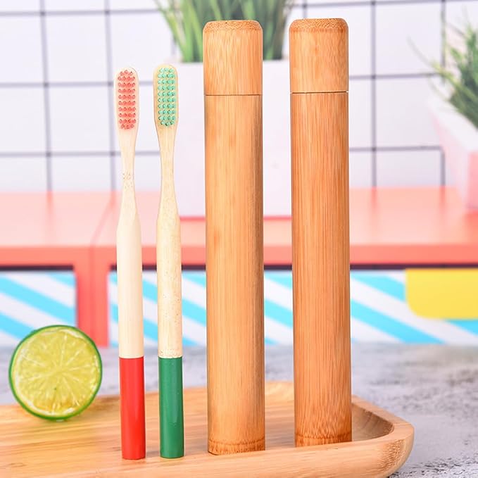 VASANA 2PCS Bamboo Toothbrush Case Portable Toothbrush Container Reusable Toothbrush Holder Personal Cleaning Tools Storage for Daily Use Traveling Camping(21CM) - Image 9