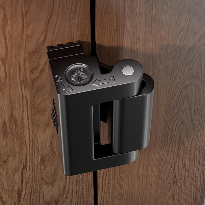 Black Adjustable Home Security Door Reinforcement Lock | Child proof Safety Door Latches,Security Device for Enhanced Safety,for Home,Hotels,Apartments Prevents Unauthorized Entry - Image 5