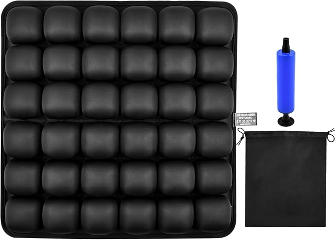 Portable Inflatable Seat Cushion, Airplane Seat Cushion, Press Type 3D Air Cushion for Office Chair, Wheelchair, Car, Travel – Pressure Relief, Breathable & Comfort Support(Color:Black) by Unknown