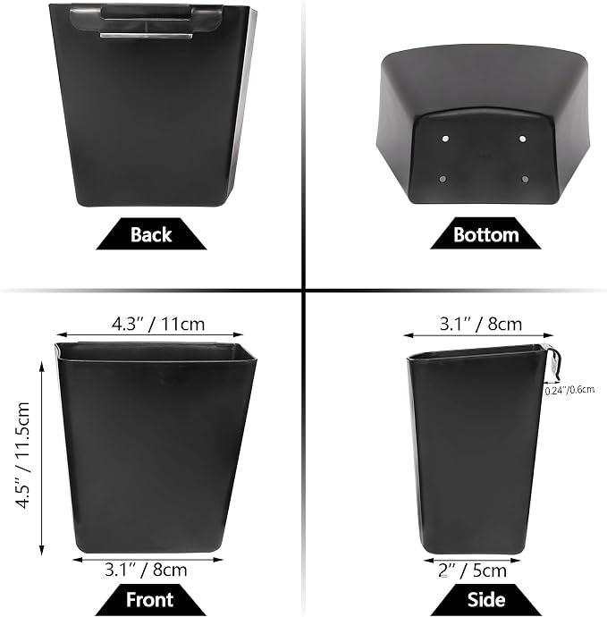 6 Pack Hanging Cup Holder for Rolling cart Accessories Hooks Little Hanging Buckets Hanging Storage Bins Craft Supplies for Rolling Utility Cart Slim Storage Cart (Black) - Image 2