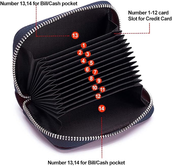 RFID Credit Card Holder Genuine Leather Credit Card Wallet with Zipper | RFID - Image 3