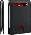 RUNBOX Slim Wallet for Men Genuine Leather RFID Blocking Bifold Minimalist Front Pocket Mens Wallet with Money Clip Thin Gift Box by RUNBOX