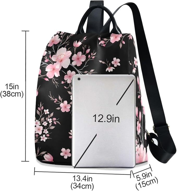 ALAZA Pink Cherry Blossom Flowers Backpack Purse for Women Anti Theft Fashion Back Pack Shoulder Bag - Image 3