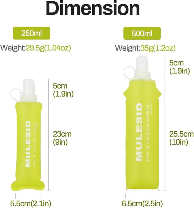 Soft Flask Running Bottles Collapsible Water Bottle Foldable for Traveling Running Vest Collapse Hydration TPU 250ml 500ml for Runner (250ml-1pcs) - Image 2