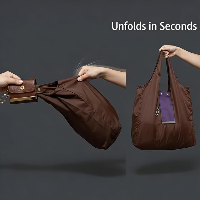 Reusable Grocery Bags, Foldable Tote Bag with Key Ring – Portable Packable Shopping Bag for Daily Use | Packable - Image 3