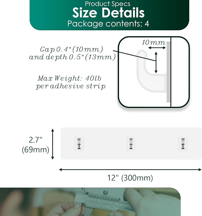 Shower Caddy Adhesive Replacement Stickers for Organizer and Shelf, Bathroom Strips 4 Pack - Image 5