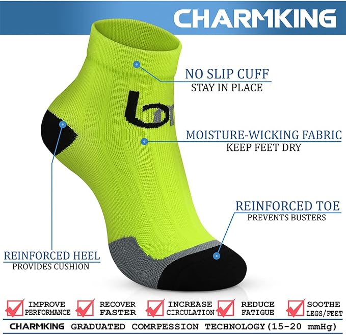 CHARMKING Compression Socks for Women & Men Circulation 15-20 mmHg is Best for Athletic Running Cycling Nurse Daily Wear - Image 4