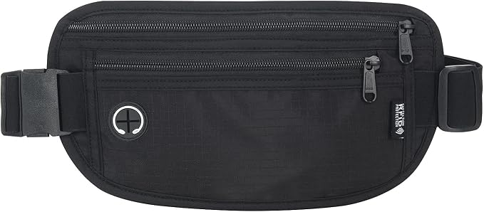 Slim Money Belt for Travel - Anti-Theft Hidden Passport Holder Waist Wallet with Secure Pouch for Cash, Credit Cards & Phone Safe (Small Black) by Arouselove