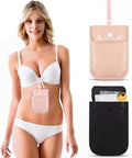 2 Pieces Travel Bra Wallet for Women Hidden Bra Wallet Pickpocket Proof Under Clothes Money Belt Pouch Secret for Passport Money Valuables(5.7 x 4.6 Inch,Black, Pink) by Saintrygo