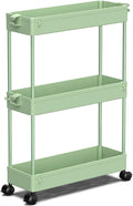 SPACEKEEPER Slim Rolling Storage Cart, 3 Tier Bathroom Cart Organizer,Green | Narrow Rolling Cart with Wheels for Kitchen Office Bathroom Laundry Room,Mobile Utility Cart for Craft Art Makeup Nail Polish by SPACEKEEPER