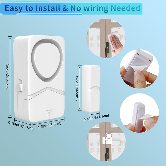 GREENCYCLE Door Window Alarm Sensors for Kids Safety/Home Security | Door Open Alarm,110dB Burglar Alert,4 Modes Battery Operated, for Business,Garage,Apartment,Doors and Windows Security - Image 7