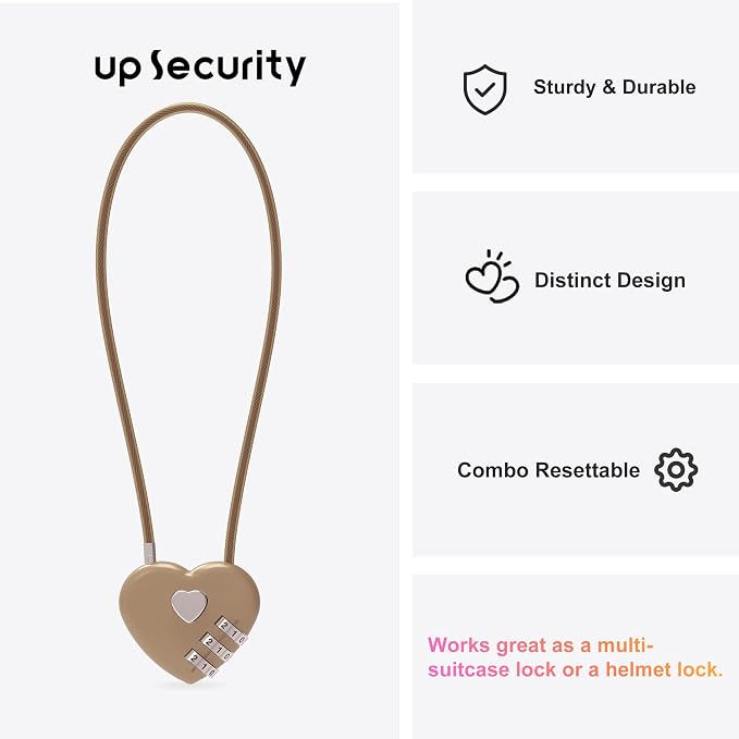 Cable Locks with Combination, Combo Lock with Cable, Small Padlock Combination, for Travel Luggage, Bag, Bike Helmet, Pet Cage, Cabinet, French Refrigerator Door, Pool Gate, Outdoor Fence - Image 2