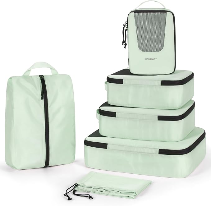 BAGSMART Compression Packing Cubes for Travel, 6/5/4set Lightweight Packing Organizers, Summer Travel Essentials Suitcase Organizer Bags Set by BAGSMART
