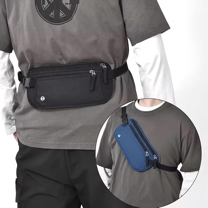 Travel Money Belt with RFID Blocking, Hidden Waist Pack for Passport, Cards, and Cash, Black (Gray) - Image 6