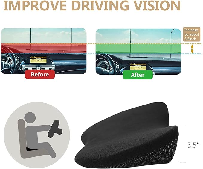 Livtribe Car Seat Cushion, Comfortable Wedge Seat Cushion for Driving | Memory Foam Seat Pad, Breathable Mesh Cover, Non-Slip Bottom, Pressure Relief, Improved Forward View, Road Trip Essentials - Image 5