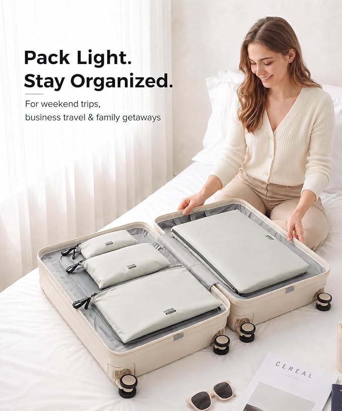 Ultralight Travel Organizer Bags, 4 Set Lightweight Zipper Pouches for Packing, Soft Packing Cubes for Carry-On Suitcase, Clothes, Underwear, Toiletries and Small Essentials, Mist Gray - Image 5