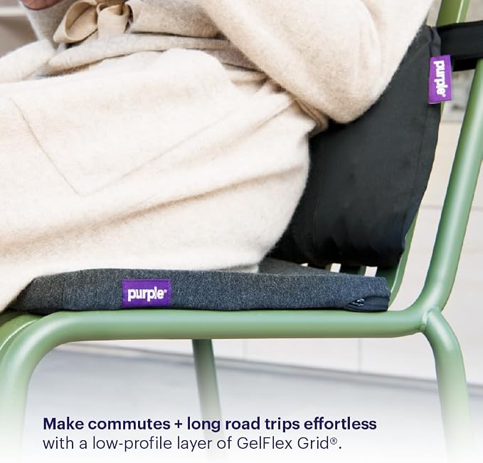 Purple Simply Seat Cushion, Lightweight 1.25" Low-Profile Gel Seat Cushion | GelFlex Grid for Car Seat, Airplane, Desk Chair - Pressure-Reducing, Temperature-Neutral, No-Slip - Made in USA - Image 7