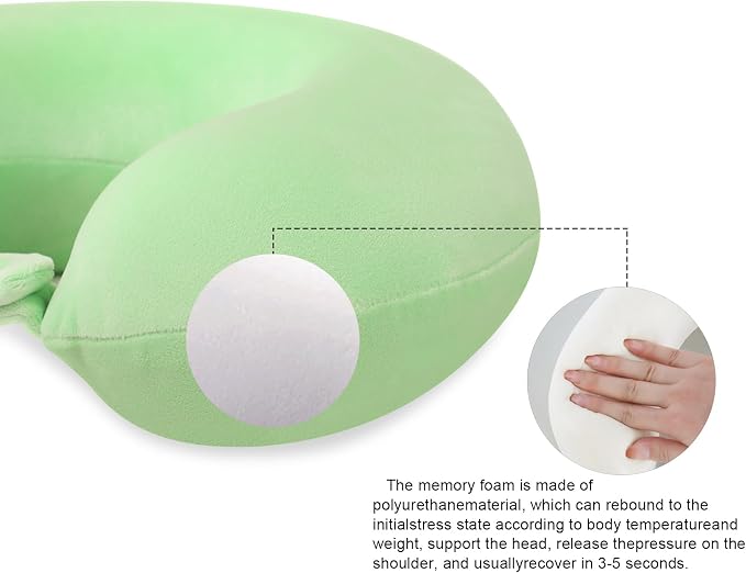 Neck Pillows for Travel Comfortable Travel Neck Pillow U Shape Memory Foam Support Neck and Head Portable Neck Travel Pillow Suitable for Airplane Trains Car Travelings - Image 5