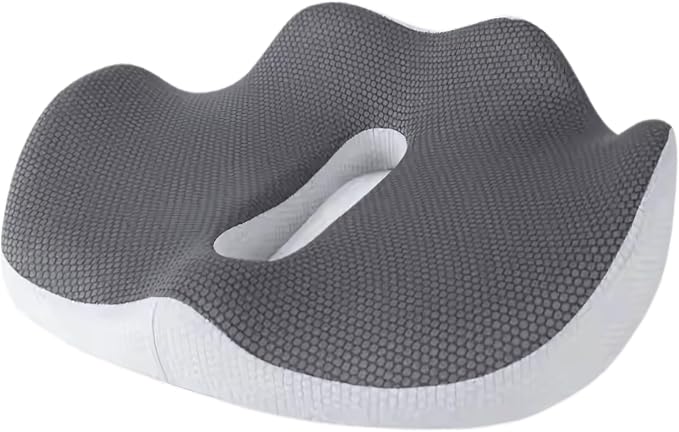 Home & Travel Gear Seat Cushion for Tailbone & Coccyx Comfort — Memory Foam for Office Chair & Car | Non-Slip Base | Ergonomic Cutout Design | Breathable Washable Cover by HomeandTravelGear