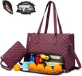 2 in 1 Tote Bag Lunch Bag Combo,Lunch Tote Bag for Women, Large Convertible Laptop Work Handbag for Women(Purple) by Unknown