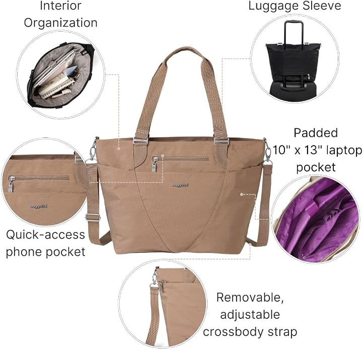 Baggallini Avenue Tote - 12x18 Laptop Tote Bag for Women - Lightweight Work Travel Carry On Bag - Image 4