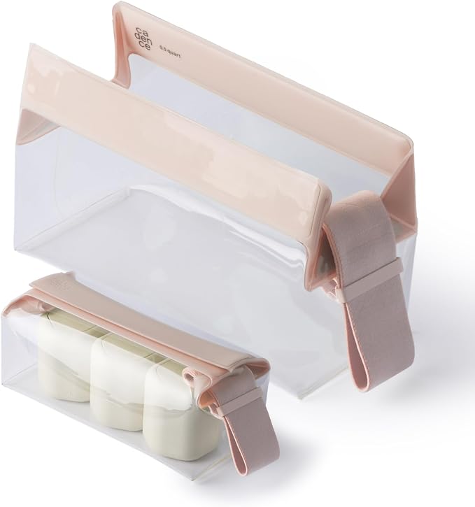 Cadence Parcel - Clear Travel Kit with Zipperless Magnetic Closure - Rose, Small - Durable, Leak-Resistant and TSA Approved Toiletry Bag - Modular Organization - Recycled TPU (.5 Qt) by KeepYourCadence