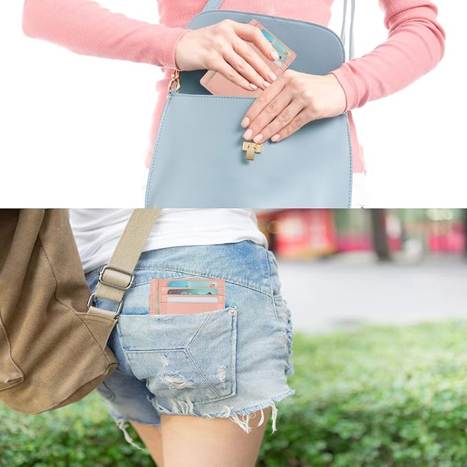 GH GOLD HORSE Slim RFID Blocking Card Holder Minimalist Leather Front Pocket Wallet for Women | Slim - Image 7