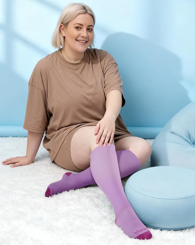 3-Pair Wide Calf Compression Socks for Women | 20-30mmHg Graduated Support, Easy On & Off, Knee High Length, Ankle Support, Travel Nurse Daily Wear, Cute Patterned - Image 3