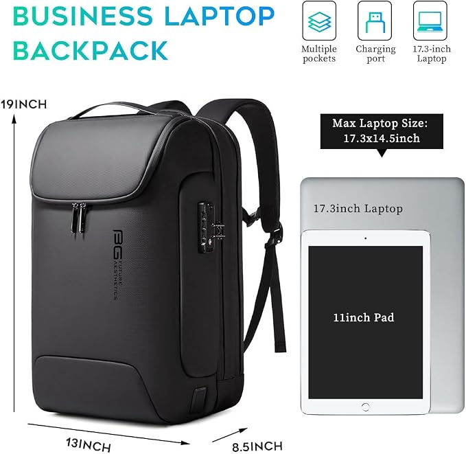 BANGE Men's Anti-Theft Backpack,Waterproof Fashion Travel Backpacks,High Tech Backpack with USB3.0 Charging Port,Business Laptop Backpack Fits 17.3 Inch Notebook… - Image 5