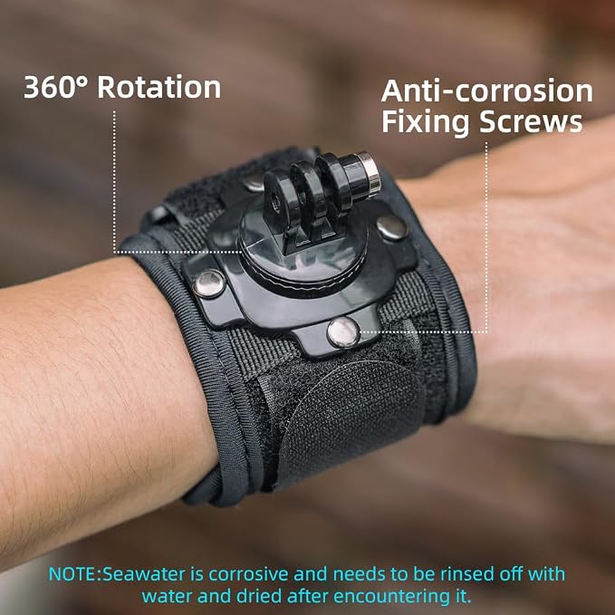 Wrist Strap Mount with Quick Release Adapter Compatible with GoPro Hero 13/12/11/10/9/8/7//6/5 Black,DJI Osmo Action 5 pro/4/3/2,Insta 360 ONE R,AKASO/Campark and More - Image 4