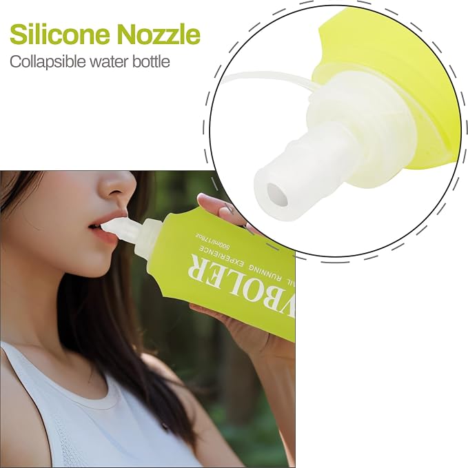 Soft Flask Running Bottles Collapsible Water Bottle Foldable for Traveling Running Vest Collapse Hydration TPU 500ml for Runner (500ml-Pack of 2) - Image 5