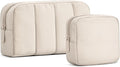 2 Pcs Makeup Bag Travel Toiletry Bag for Women Puffy Padded Cosmetic Pouch Purse Wide-open Makeup Organizer Case Travel Essentials by oscaurt