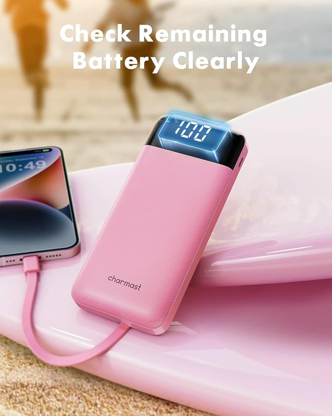 charmast Portable Charger with Built-in Cables X 4, Portable Phone Charger | 10000mAh USB C Battery Pack for All Phones Tablets,Cables Reinforced,Charge 6 Devices at Once,for Women Teens Students - Image 7