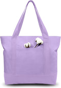 TOPDesign 6-Pack Canvas Tote Bags with an External Pocket, Reusable Grocery Shopping Bags, Top Zipper Closure, Daily Essentials (Lavender) by TOPDesign