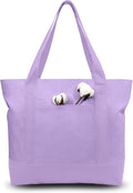 TOPDesign 3-Pack Canvas Tote Bags with an External Pocket, Reusable Grocery Shopping Bags, Top Zipper Closure, Daily Essentials (Lavender) by TOPDesign