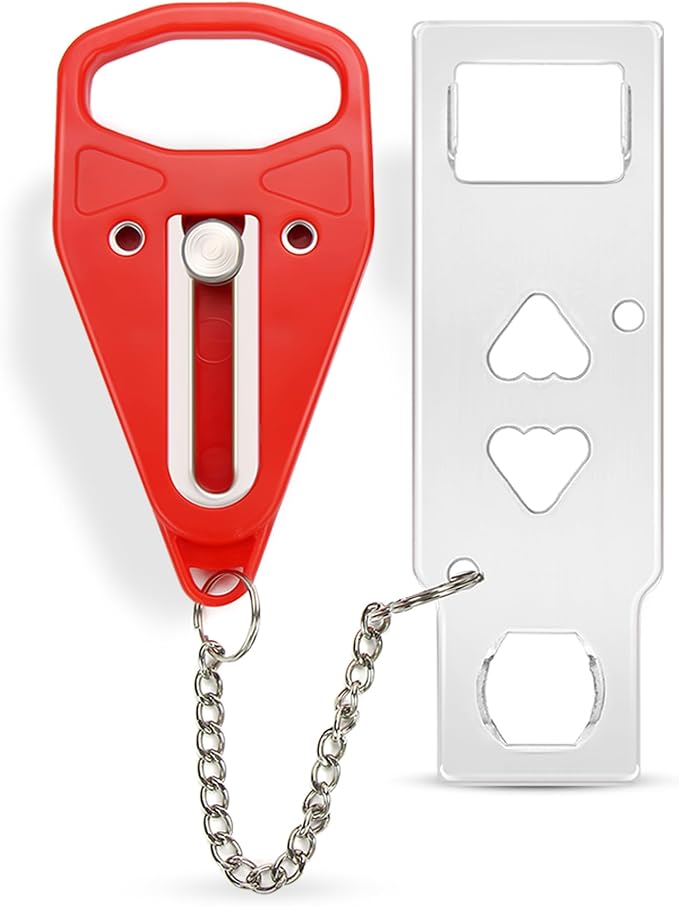 Rerishom Portable Door Lock, Hotel Travel Door Lock Security for Home, Red | Hotel Safety Device for Door Security, Portable Lock for Hotel Room, Apartment, College Dorm and Travel by HuiQiuRerishomLtd