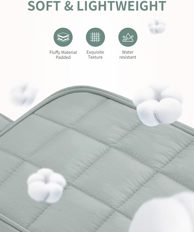 Narwey Quilted Makeup Bag Puffy Make up Bag Cosmetic Bag Organizer, Puffer Travel Toiletry Bag for Traveling Women Girl, Travel Bag for Toiletries, Skincare Medicine Bags (Sage Green) - Image 2
