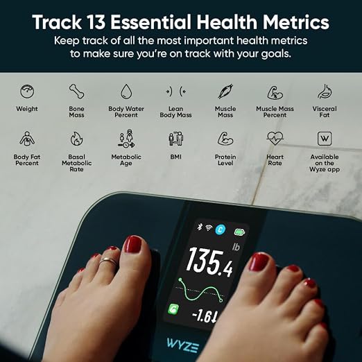 Wyze Scale Ultra Smart Scale for Body Weight, BMI & Muscle Mass | Wi-Fi & Bluetooth Sync, 4.3" Color Display, Tracks 13 metrics, Heart Rate Tracking, Baby/Pet/Luggage Mode, 400lbs Capacity - Image 4